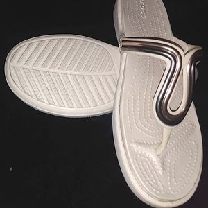 Crocs women's white and gold sandles size 10